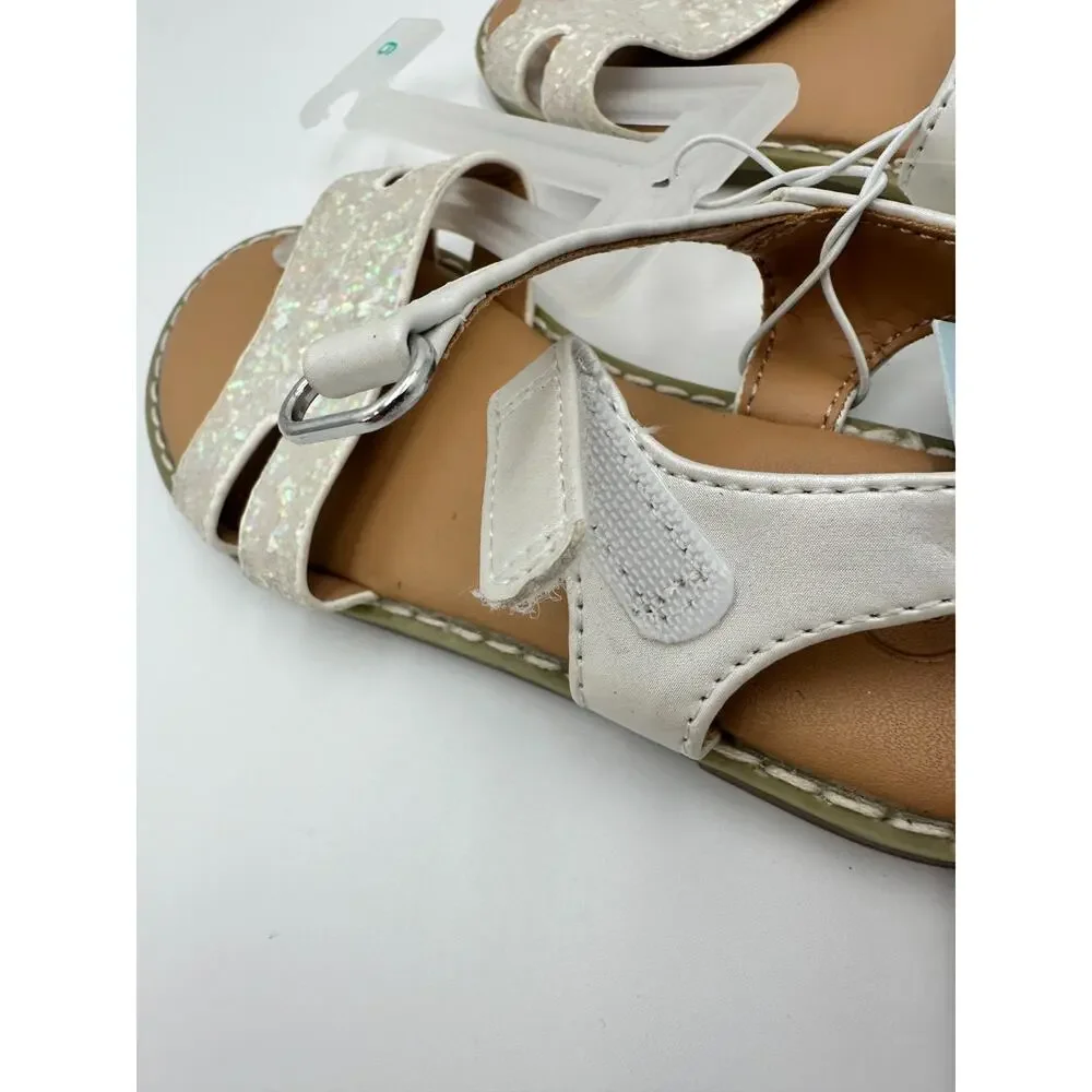 Toddler Kennedy Cat & Jack Adjustable Strap Flat Sandals‎ White Size 9 NEW